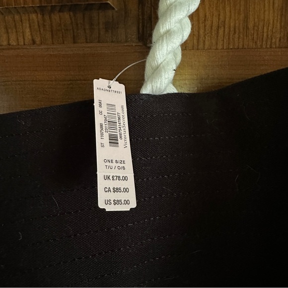 NWT Victoria's Secret Large Pink Stripef Tote Bag Rope Handles - Picture 4 of 8